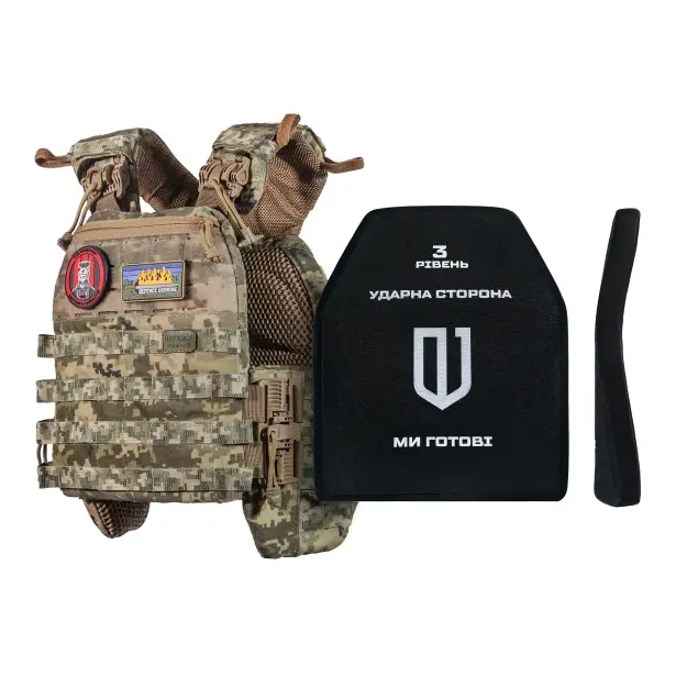 1 - Бронежилет 3-го класу (TUR PRO Gen 2). Вага 3.7 кг. З системою швидкого скидання. Molle. Колір Піксель. Розмір M.