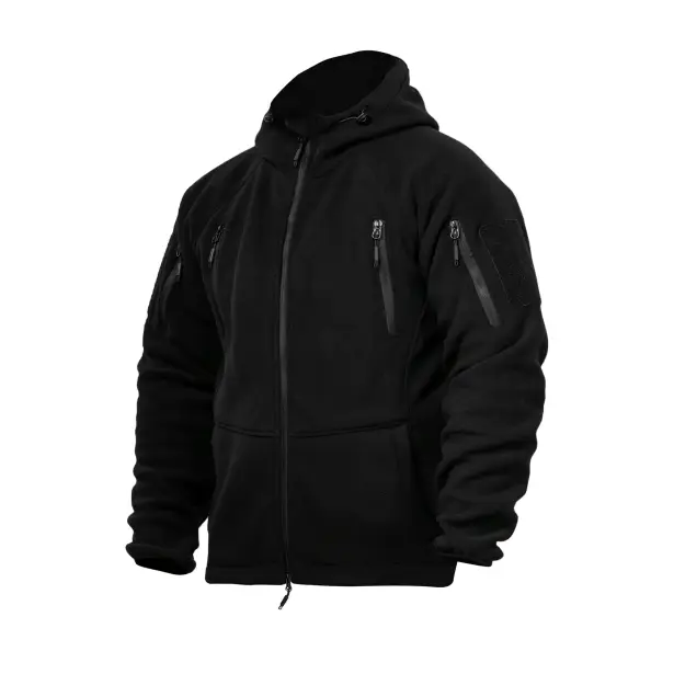 1 - Флісова тактична кофта з капюшоном. Чорна. Polyester. Розмір S