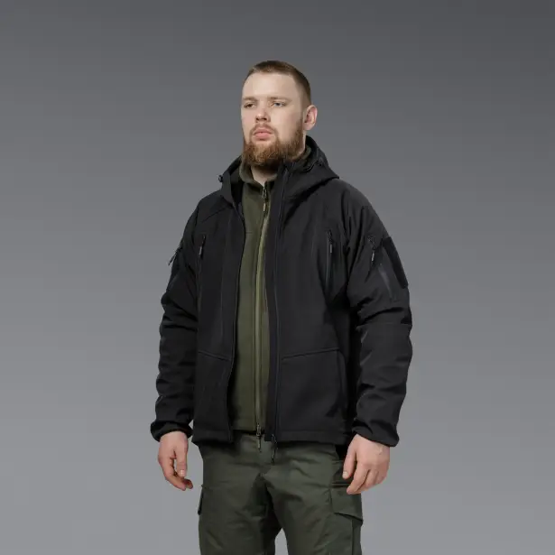 4 - Куртка тактична SoftShell APEX Flex. Осінь-Весна Чорний. Розмір XL