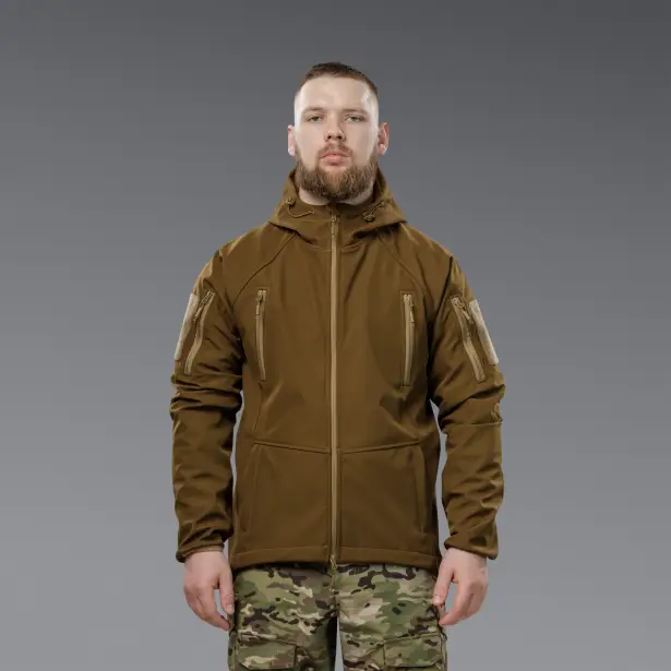 7 - Куртка тактична SoftShell APEX Flex. Осінь-Весна Койот. Розмір S