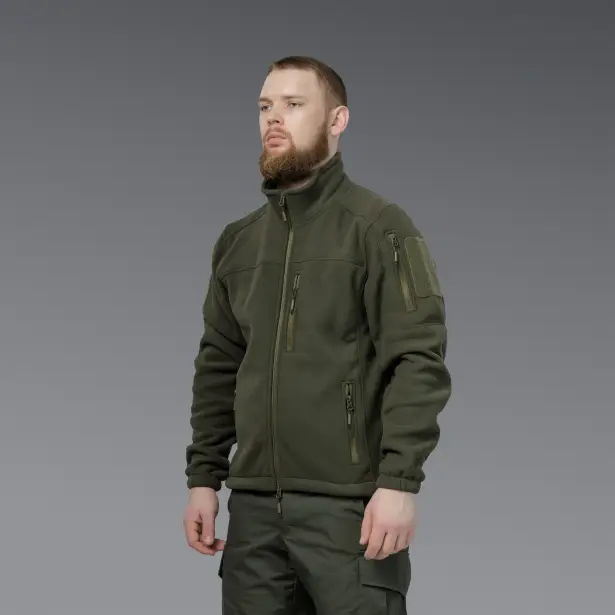 2 - Флісова тактична кофта на блискавці. Олива. Polyester. Розмір L
