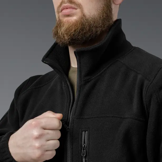 8 - Флісова тактична кофта на блискавці. Чорна. Polyester. Розмір S