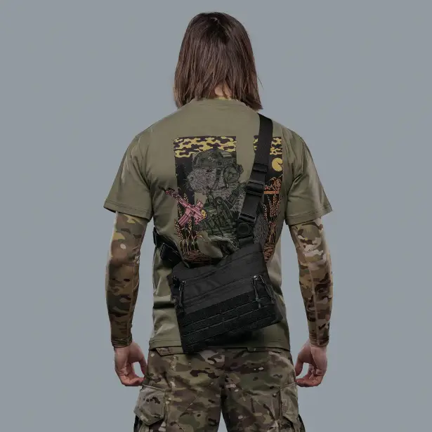 2 - Плечова однолямкова сумка. Збільшена. Cordura 1000D Чорна