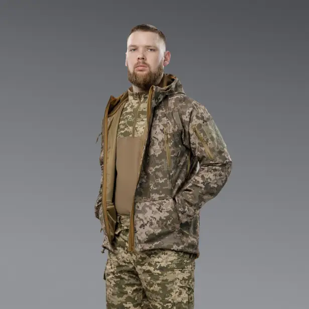 4 - Куртка тактична SoftShell APEX Flex. Осінь-Весна Піксель. Розмір XL