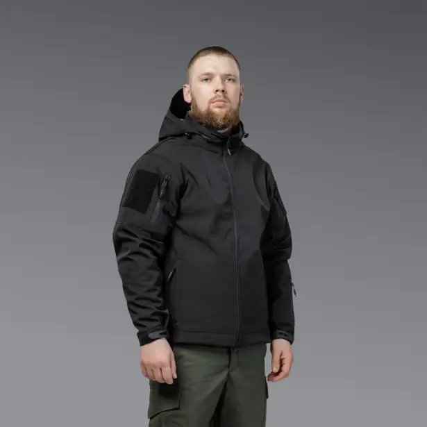 8 - Куртка тактична SoftShell APEX Shield Storm. Осінь-Весна Чорний. Розмір S