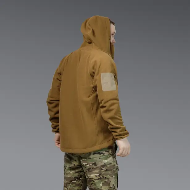 5 - Флісова тактична кофта з капюшоном. Койот. Polyester. Розмір S