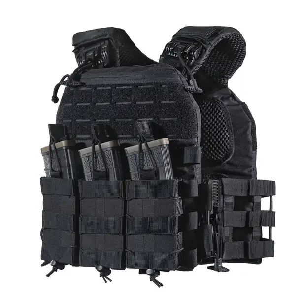 1 - Плитоноска TUR PRO Скелетон, 3 підсумки для AK/AR з системою швидкого скидання. Molle. Колір Чорний.