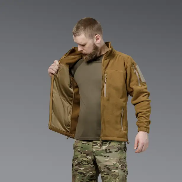 6 - Флісова тактична кофта на блискавці. Койот. Polyester. Розмір XL
