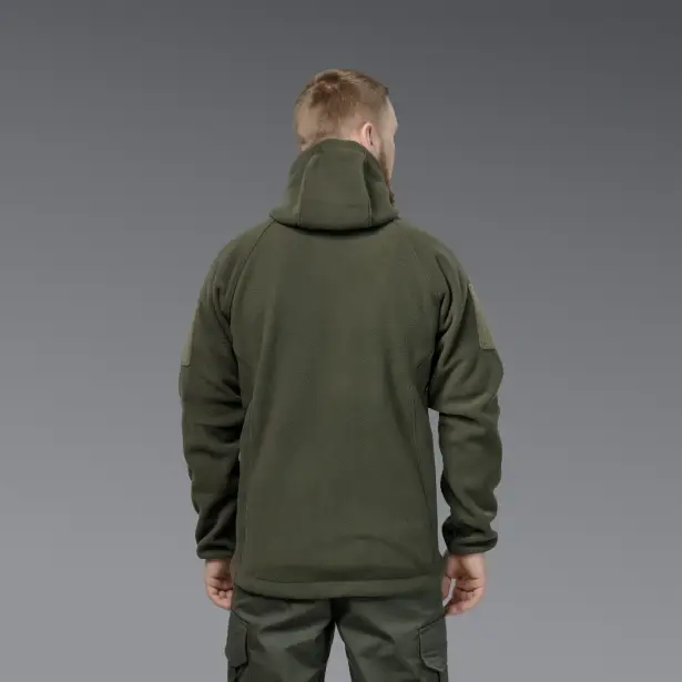 3 - Флісова тактична кофта з капюшоном. Олива. Polyester. Розмір S