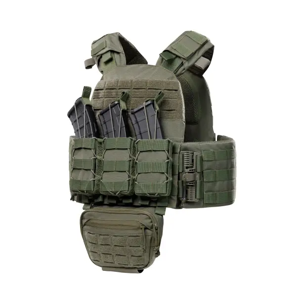 1 - Плитоноска КРУК (Комплект 4 підсумки) з системою швидкого скидання. Molle. Колір Олива.