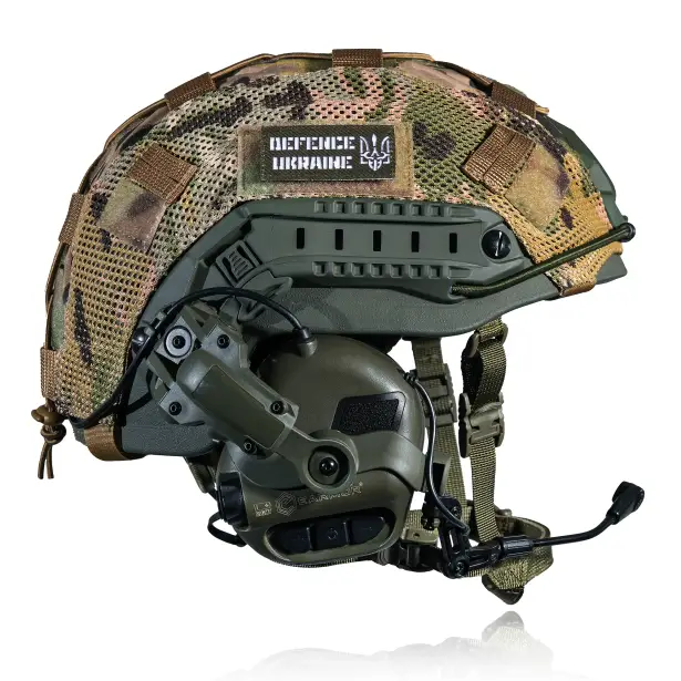 5 - Комплект: Шолом FAST TEAM WENDY 2.0 NIJ IIIA Олива + активні навушники EARMOR M32 (Олива), кріплення Чебурашка, Кавер Мультикам. Розмір XL