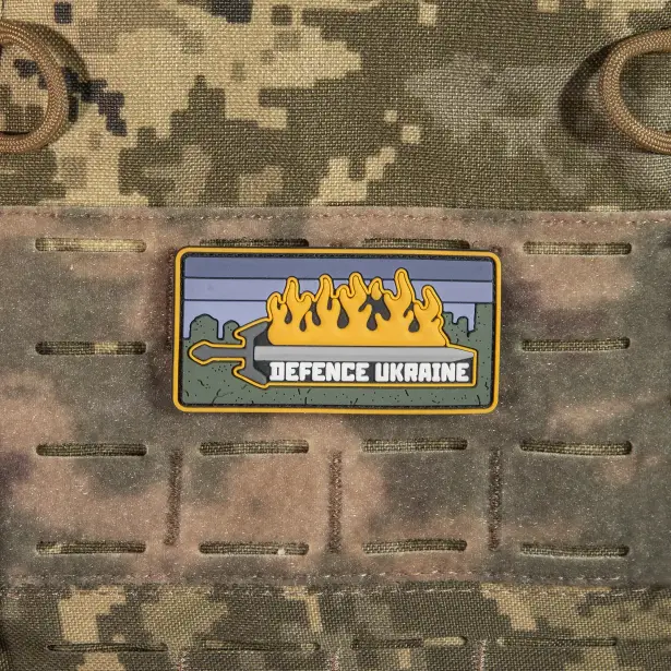 4 - ПВХ Патч (шеврон) “Вогнем-Мечем” DEFENCE UKRAINE