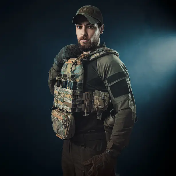 5 - Плитоноска TUR PRO Скелетон, 3 підсумки для AK/AR з системою швидкого скидання. Molle. Колір Мультикам.