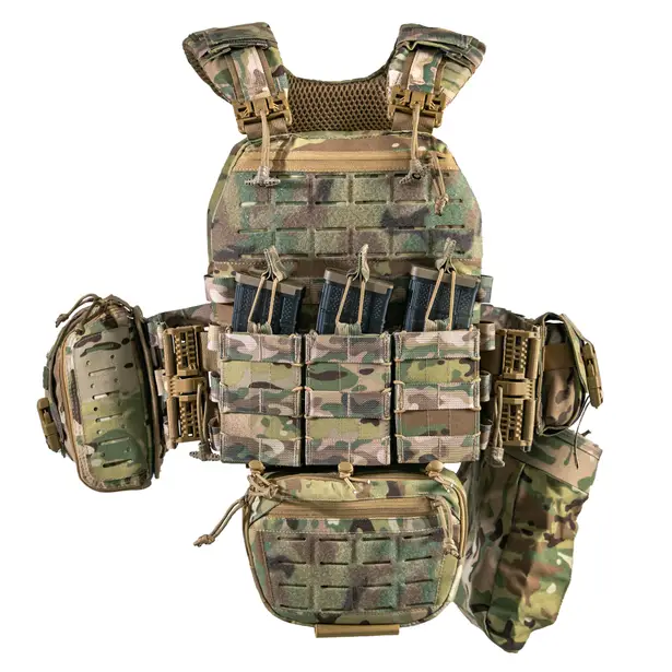 2 - Плитоноска TUR PRO Скелетон. (Комплект 7 підсумків) з системою швидкого скидання. Molle. Колір Мультикам.