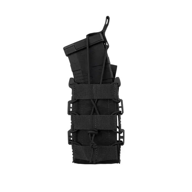 6 - Одинарний пластиковий підсумок під магазини AK\AR. Cordura 1000D. Molle. Чорний