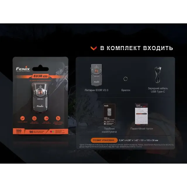 19 - Ліхтар наключний Fenix E03R V2.0. Синій