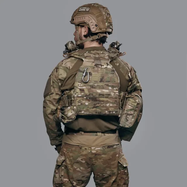3 - Бронежилет 6-го класу (TUR PRO Gen 1). Вага 6.5 кг. ( Комплект 4 підсумки). З системою швидкого скидання. Molle. З боковими карманами. Колір Мультикам.