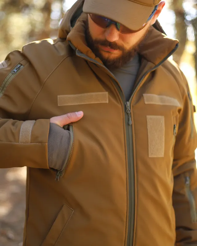 8 - Куртка тактична Softshell ХАНТЕР. Осінь-Весна Койот. Розмір XXL (56-58)