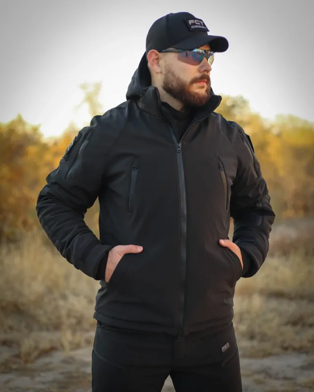 1 - Куртка тактична Softshell ХАНТЕР. Осінь-Весна Чорний. Розмір L (48-50)
