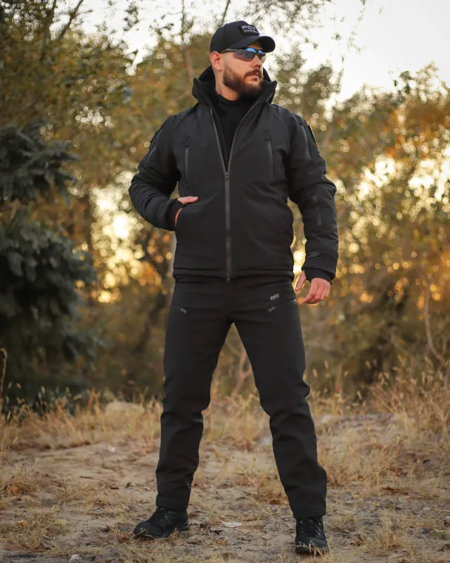 3 - Куртка тактична Softshell ХАНТЕР. Осінь-Весна Чорний. Розмір L (48-50)
