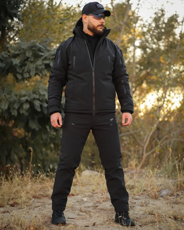 10 - Куртка тактична Softshell ХАНТЕР. Осінь-Весна Чорний. Розмір L (48-50)