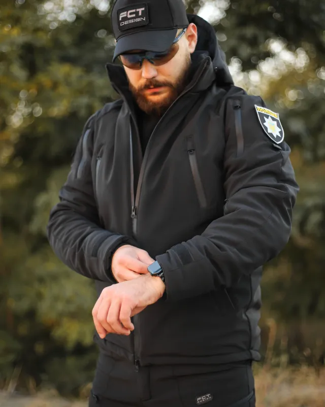 8 - Куртка тактична Softshell ХАНТЕР. Осінь-Весна Чорний. Розмір L (48-50)