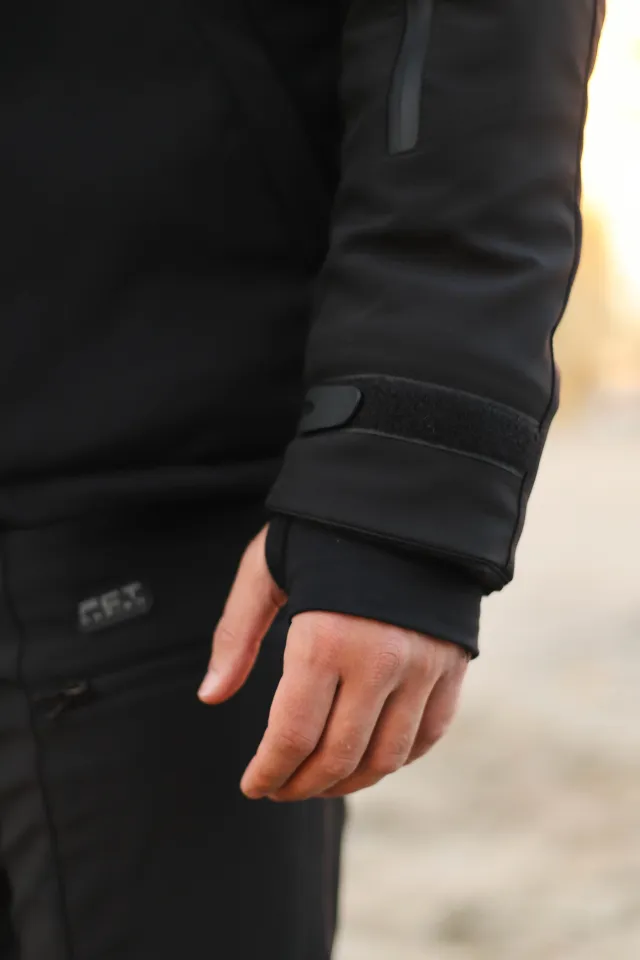 13 - Куртка тактична Softshell ХАНТЕР. Осінь-Весна Чорний. Розмір XL (52-54)