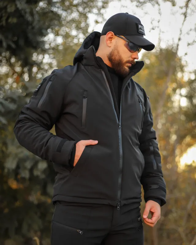 5 - Куртка тактична Softshell ХАНТЕР. Осінь-Весна Чорний. Розмір XXL (56-58)