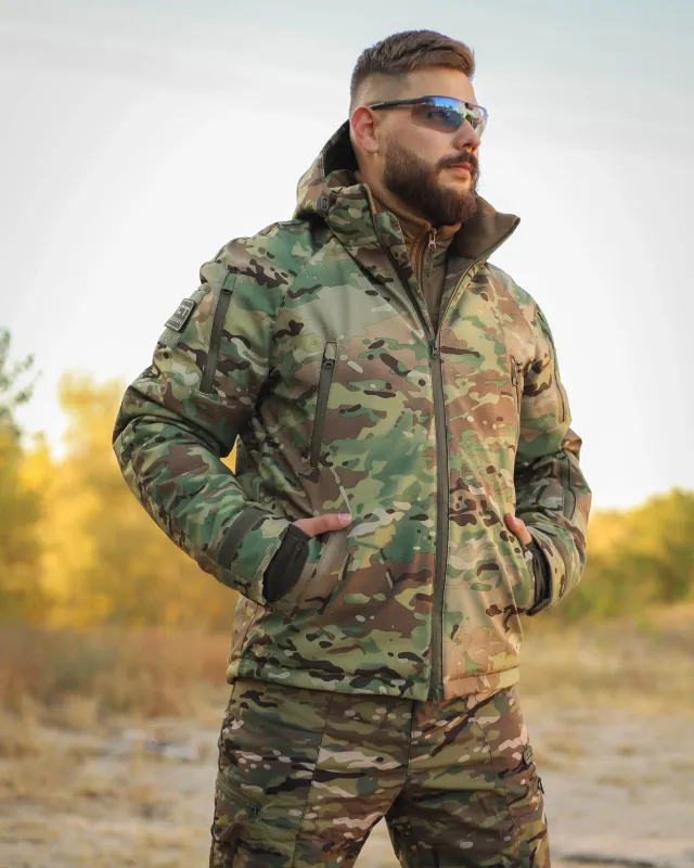 6 - Куртка тактична Softshell ХАНТЕР. Осінь-Весна Мультикам. Розмір M (44-46)