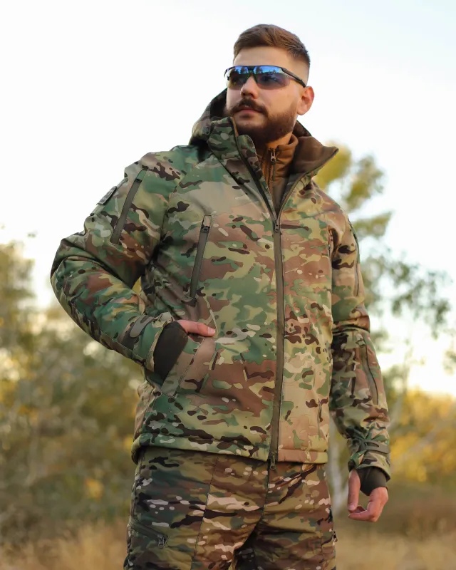 2 - Куртка тактична Softshell ХАНТЕР. Осінь-Весна Мультикам. Розмір 3XL (60-62)