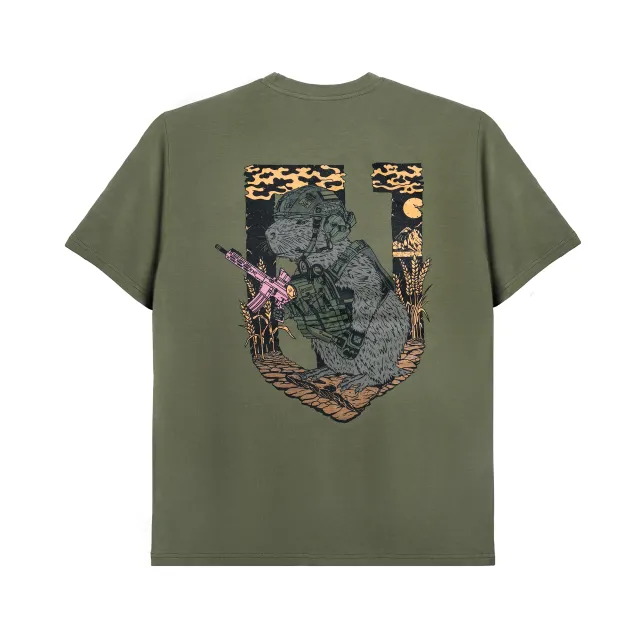 1 - Футболка Military Capybara. Бавовна/еластан. Олива. Розмір S