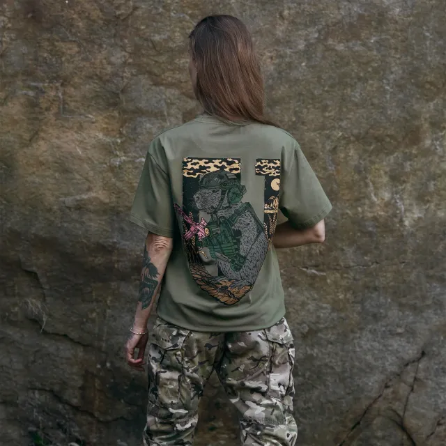 8 - Футболка Military Capybara. Бавовна/еластан. Олива. Розмір S