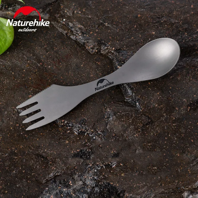 3 - Ложка-виделка-ніж титанова Naturehike Titanium NH19T012. Сірий