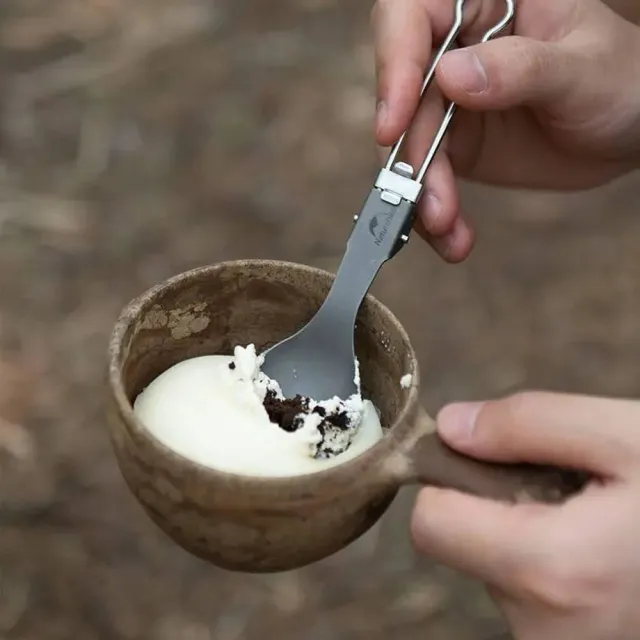 2 - Ложка титанова з мішечком Naturehike Titanium NH19C001-J. Сіра