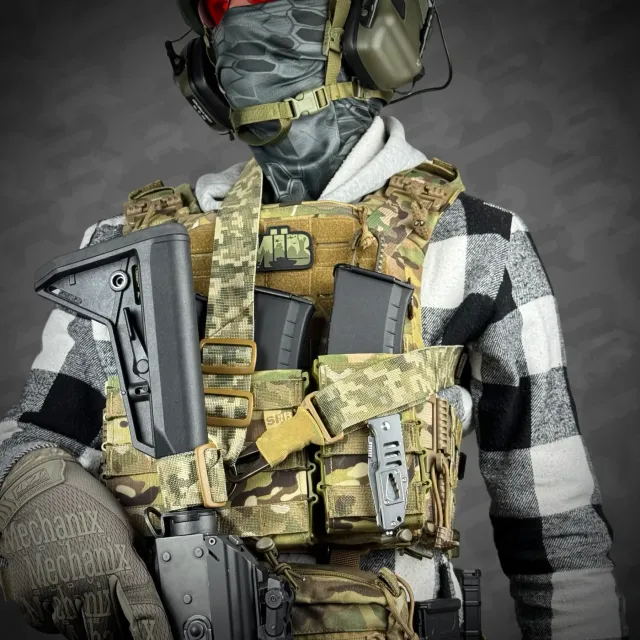 4 - Ремінь RAGNAROK TYR carbine збройовий одно/двоточковий з додатковим кріпленням. Піксель