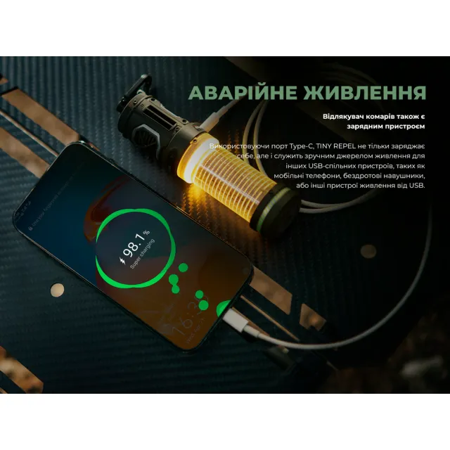 14 - Портативний фумігатор-ліхтар кемпінговий Flextail Tiny Repel S. Зелений