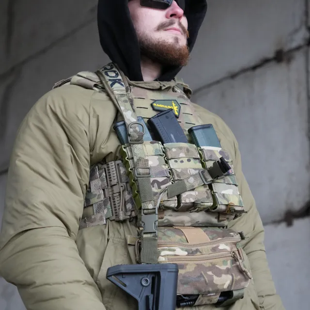8 - Ремінь збройовий триточковий RAGNAROK з широким наплічником KRAKEN carbine. Мультикам