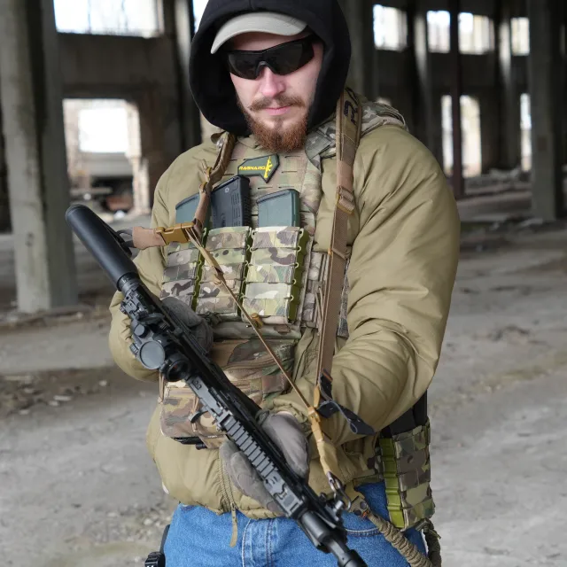 4 - Ремінь збройовий RAGNAROK триточковий з широким наплічником KRAKEN carbine. Койот