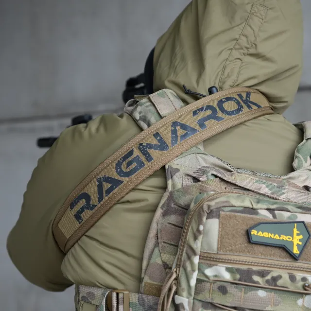 8 - Ремінь збройовий RAGNAROK триточковий з широким наплічником KRAKEN carbine. Койот