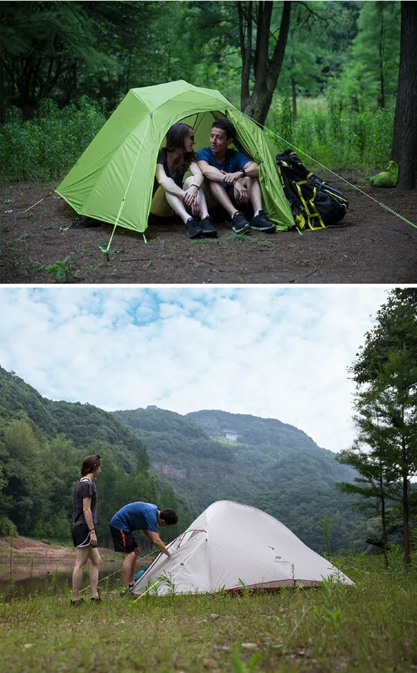 5 - Намет надлегкий тримісний з футпринтом Naturehike Cloud Up 3 Updated NH18T030-T, 210T, зелений