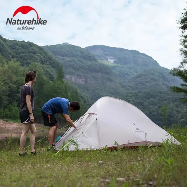6 - Намет надлегкий тримісний з футпринтом Naturehike Cloud Up 3 Updated NH18T030-T, 210T, зелений