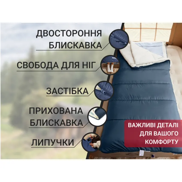 6 - Спальний мішок 3 в 1 Naturehike CR450 CNH22SD011, синій
