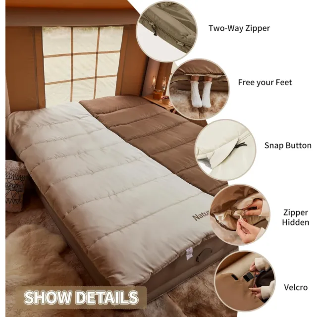 7 - Спальний мішок 3 в 1 Naturehike CR450 CNH22SD011, коричневий