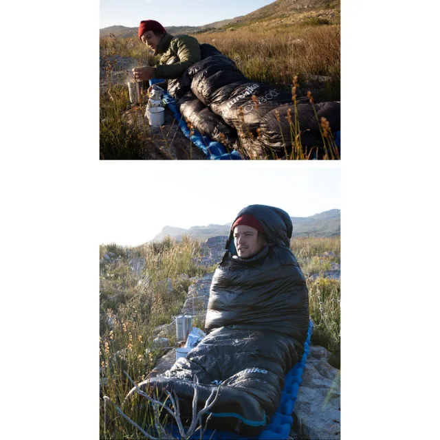 6 - Спальник з натуральним пухом Naturehike CW400 NH18C400-D, p-р L, чорно-блакитний
