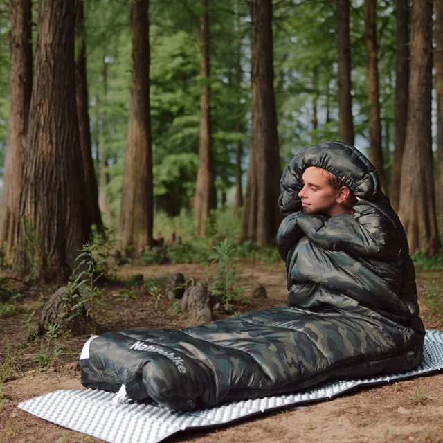 4 - Спальний мішок з капюшоном Naturehike M320 CNK2350WS023, зелений камуфляж, лівий