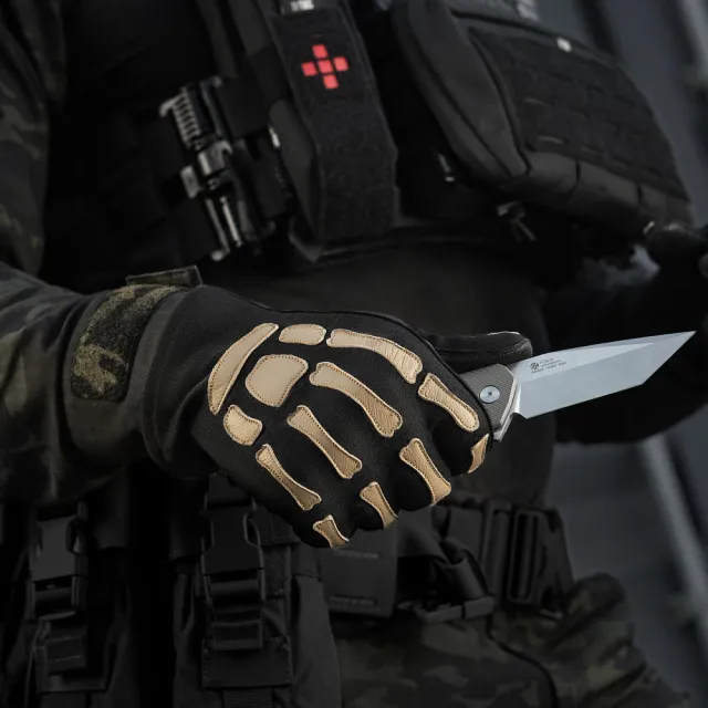 11 - Тактичні рукавички M-Tac Skeleton Nomex. Чорний/Койот