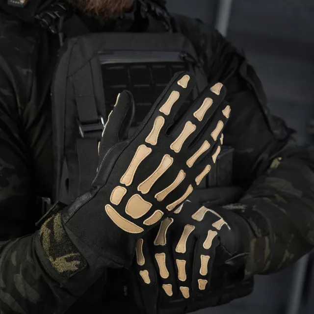 13 - Тактичні рукавички M-Tac Skeleton Nomex. Чорний/Койот