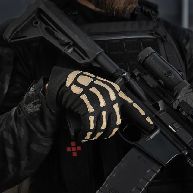 14 - Тактичні рукавички M-Tac Skeleton Nomex. Чорний/Койот