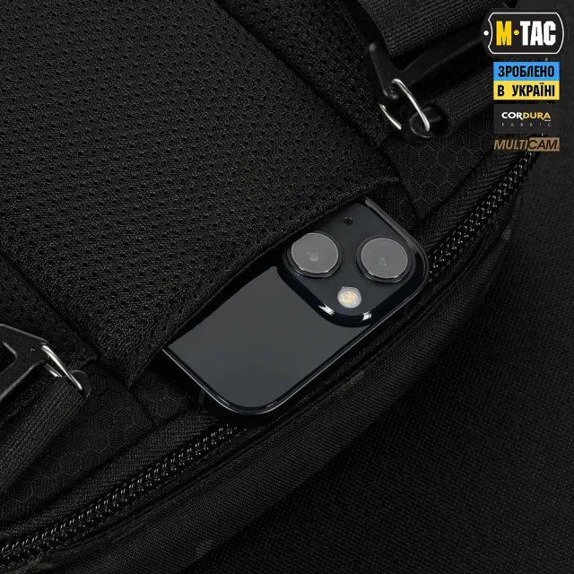 13 - Плечова однолямкова сумка M-TAC EDC Bag Elite. Multicam Black