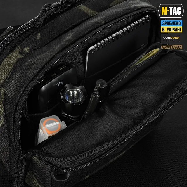 10 - Плечова однолямкова сумка M-TAC EDC Bag Elite. Multicam Black